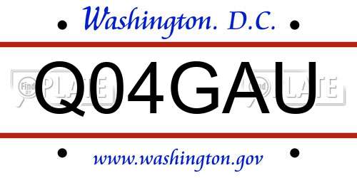 Q04GAU District Of Columbia License Plate