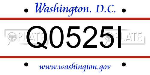 Q0525I District Of Columbia License Plate