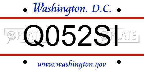 Q052SI District Of Columbia License Plate