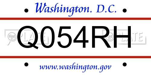 Q054RH District Of Columbia License Plate