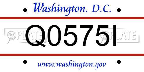 Q0575I District Of Columbia License Plate