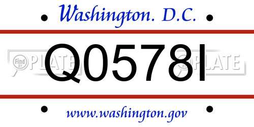 Q0578I District Of Columbia License Plate