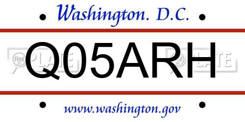 Q05ARH District Of Columbia License Plate