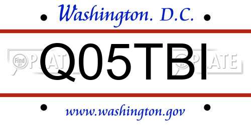 Q05TBI District Of Columbia License Plate