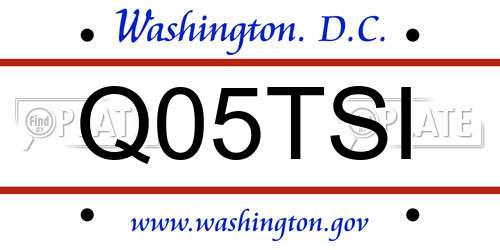 Q05TSI District Of Columbia License Plate