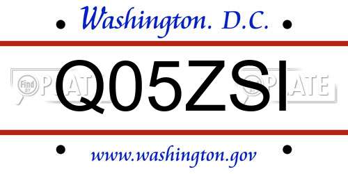 Q05ZSI District Of Columbia License Plate