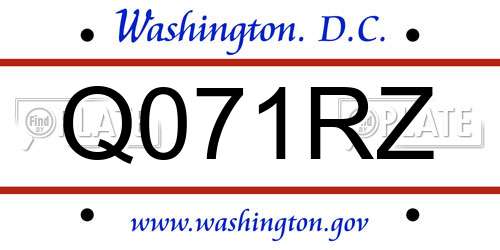 Q071RZ District Of Columbia License Plate