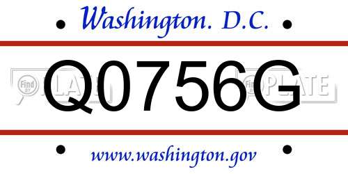 Q0756G District Of Columbia License Plate