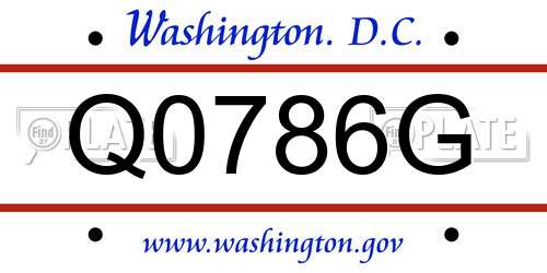 Q0786G District Of Columbia License Plate