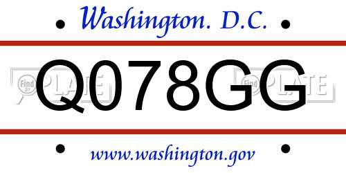 Q078GG District Of Columbia License Plate