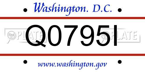 Q0795I District Of Columbia License Plate