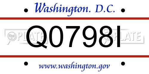 Q0798I District Of Columbia License Plate