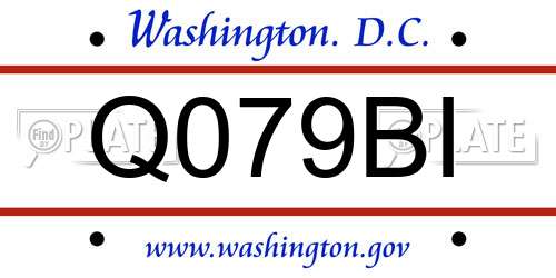 Q079BI District Of Columbia License Plate
