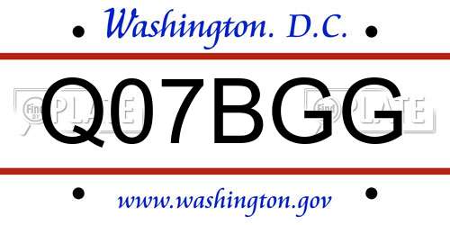Q07BGG District Of Columbia License Plate