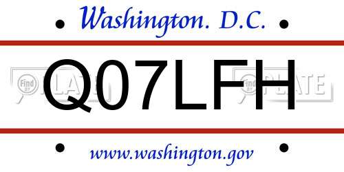 Q07LFH District Of Columbia License Plate