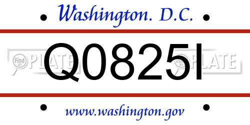 Q0825I District Of Columbia License Plate