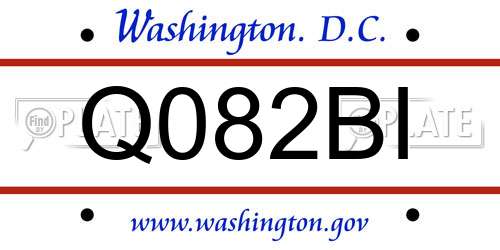 Q082BI District Of Columbia License Plate