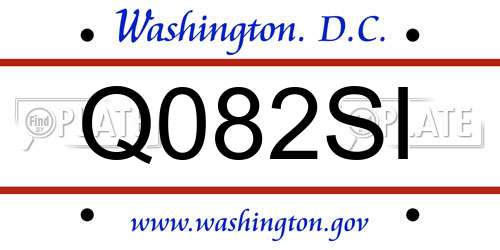 Q082SI District Of Columbia License Plate