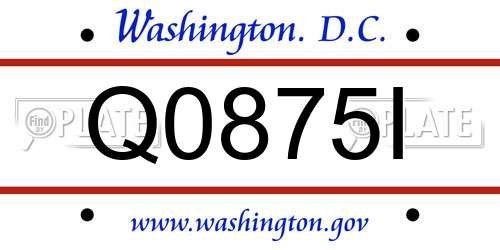 Q0875I District Of Columbia License Plate