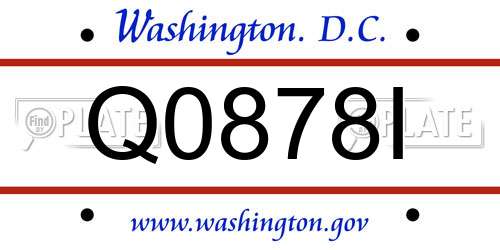 Q0878I District Of Columbia License Plate
