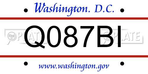 Q087BI District Of Columbia License Plate