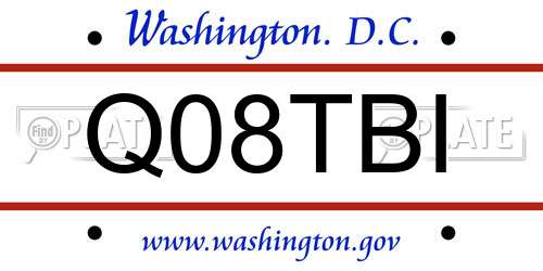 Q08TBI District Of Columbia License Plate