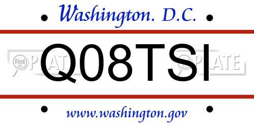 Q08TSI District Of Columbia License Plate