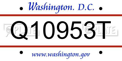 Q10953T District Of Columbia License Plate
