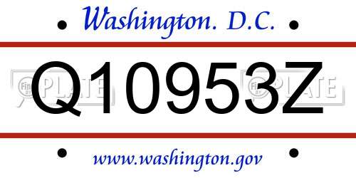 Q10953Z District Of Columbia License Plate