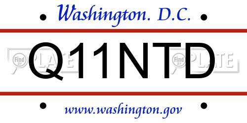 Q11NTD District Of Columbia License Plate