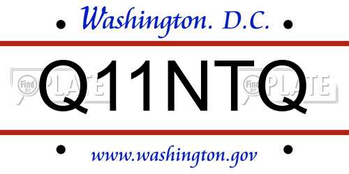 Q11NTQ District Of Columbia License Plate
