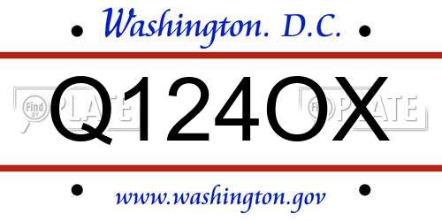 Q124OX District Of Columbia License Plate