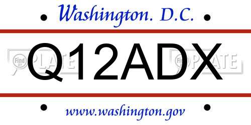 Q12ADX District Of Columbia License Plate