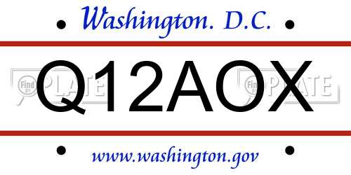 Q12AOX District Of Columbia License Plate