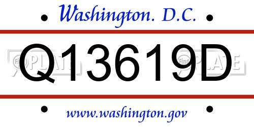 Q13619D District Of Columbia License Plate