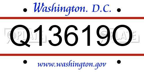 Q13619O District Of Columbia License Plate