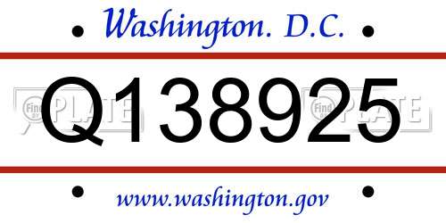 Q138925 District Of Columbia License Plate