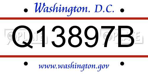 Q13897B District Of Columbia License Plate