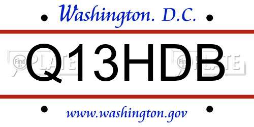 Q13HDB District Of Columbia License Plate