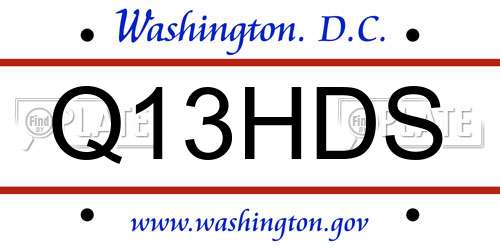 Q13HDS District Of Columbia License Plate