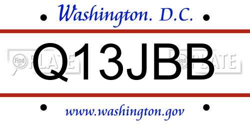 Q13JBB District Of Columbia License Plate