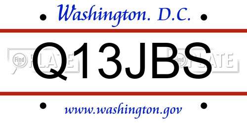 Q13JBS District Of Columbia License Plate