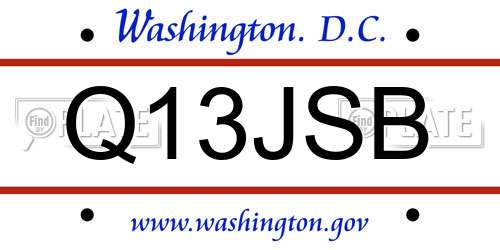 Q13JSB District Of Columbia License Plate