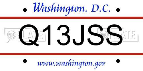 Q13JSS District Of Columbia License Plate