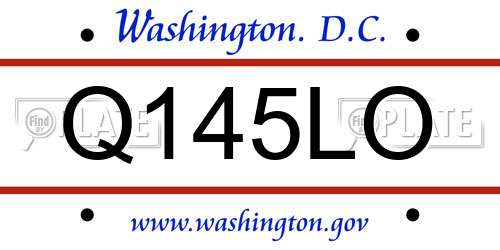 Q145LO District Of Columbia License Plate