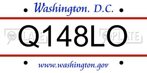 Q148LO District Of Columbia License Plate