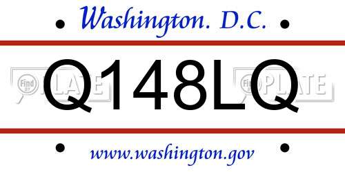 Q148LQ District Of Columbia License Plate