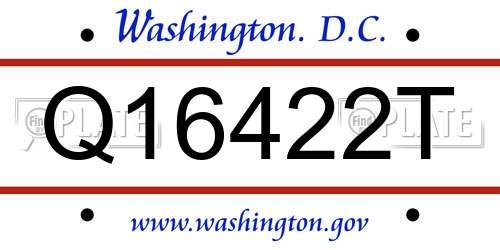 Q16422T District Of Columbia License Plate