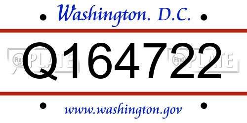 Q164722 District Of Columbia License Plate