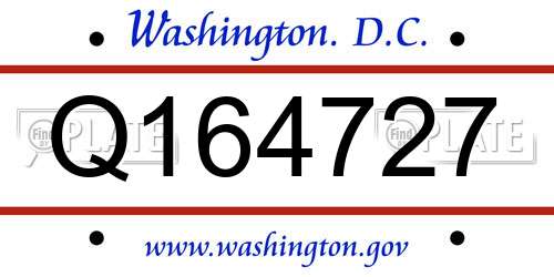 Q164727 District Of Columbia License Plate